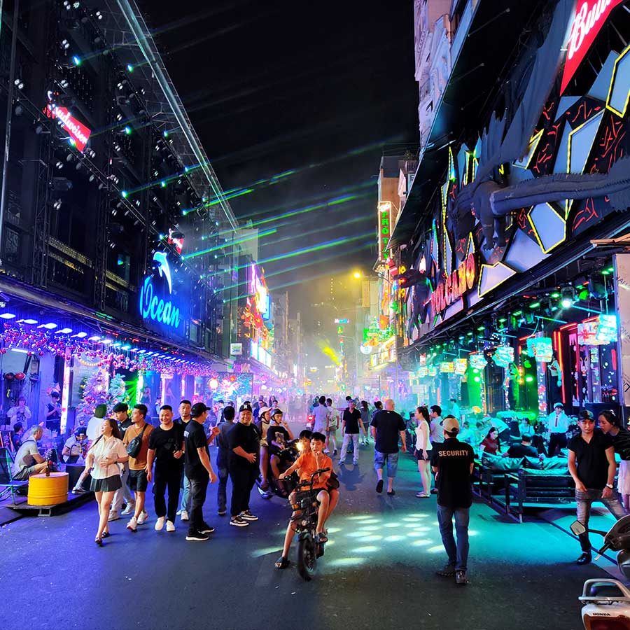 Night street view in Ho Chi Minh City