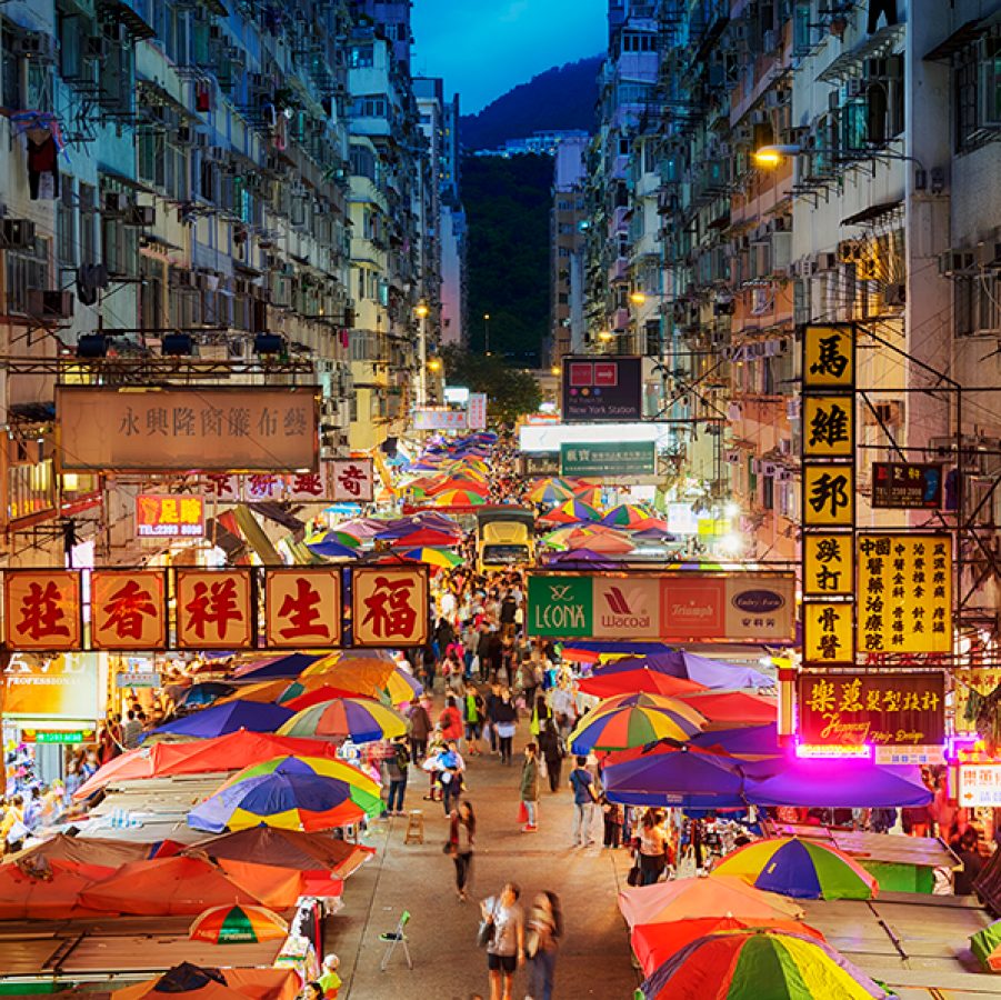 Night street view of Hong Kong