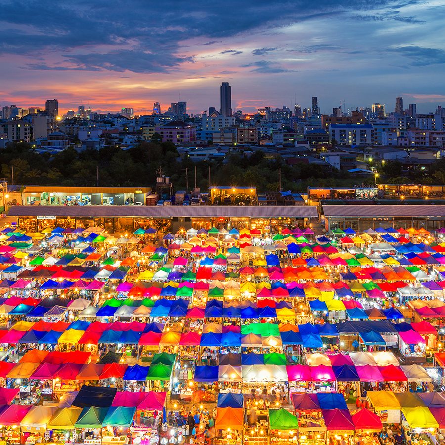 Night view of Chatuchak Market, Bangkok 