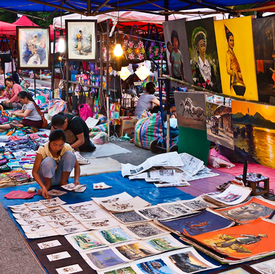 Drawings sold in Luang Prabang Night Market, Laos 
