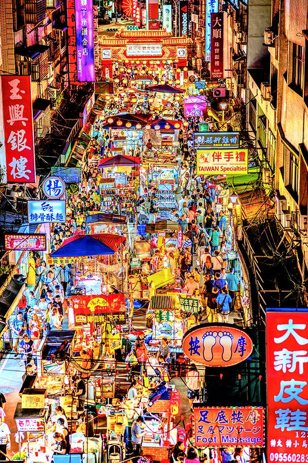Bird's eye view of Raohe Night Market, Taipei 