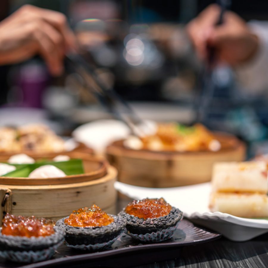 Table spread of dim sum