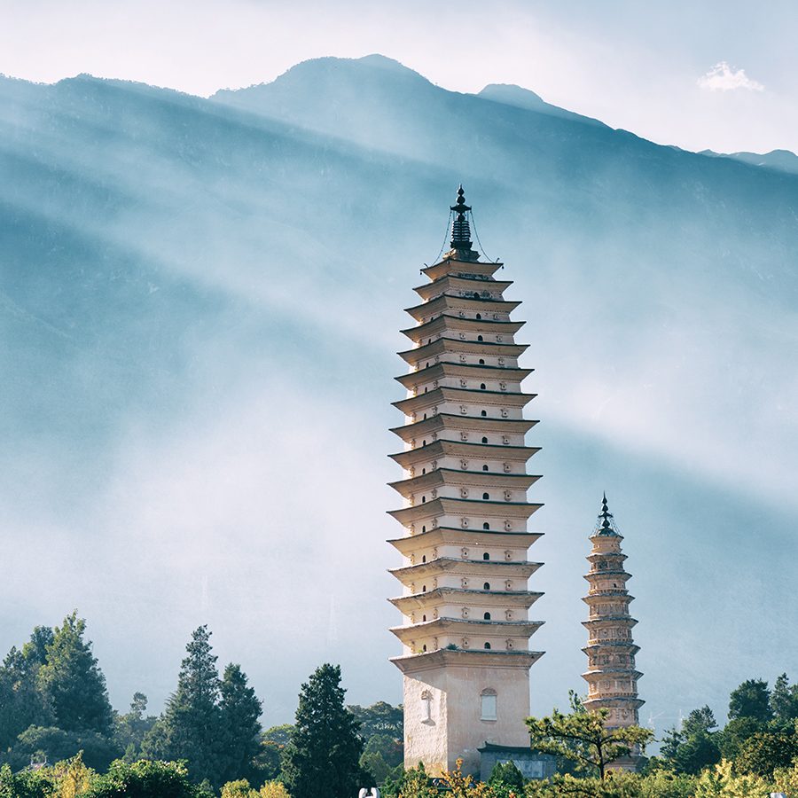 Traditional Chinese tower in Dali, Chinese Mainland 