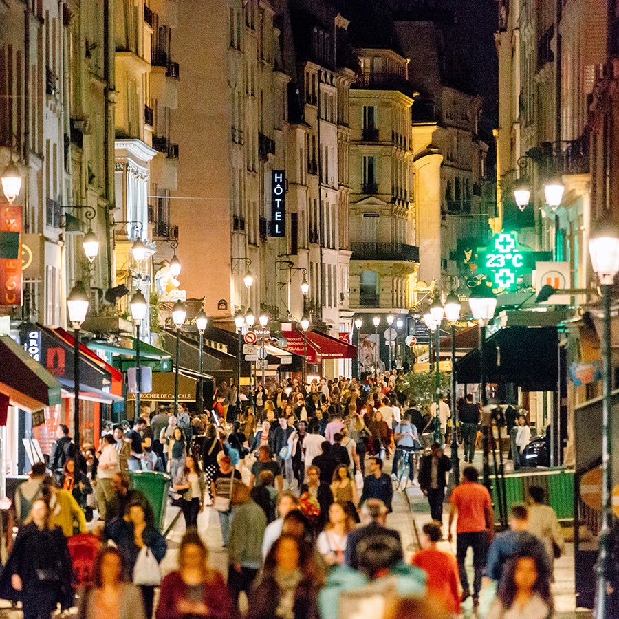 Crowded street in Paris 
