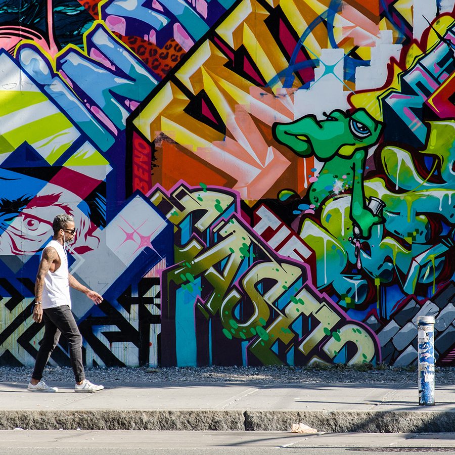 Wall of graffiti in New York City  
