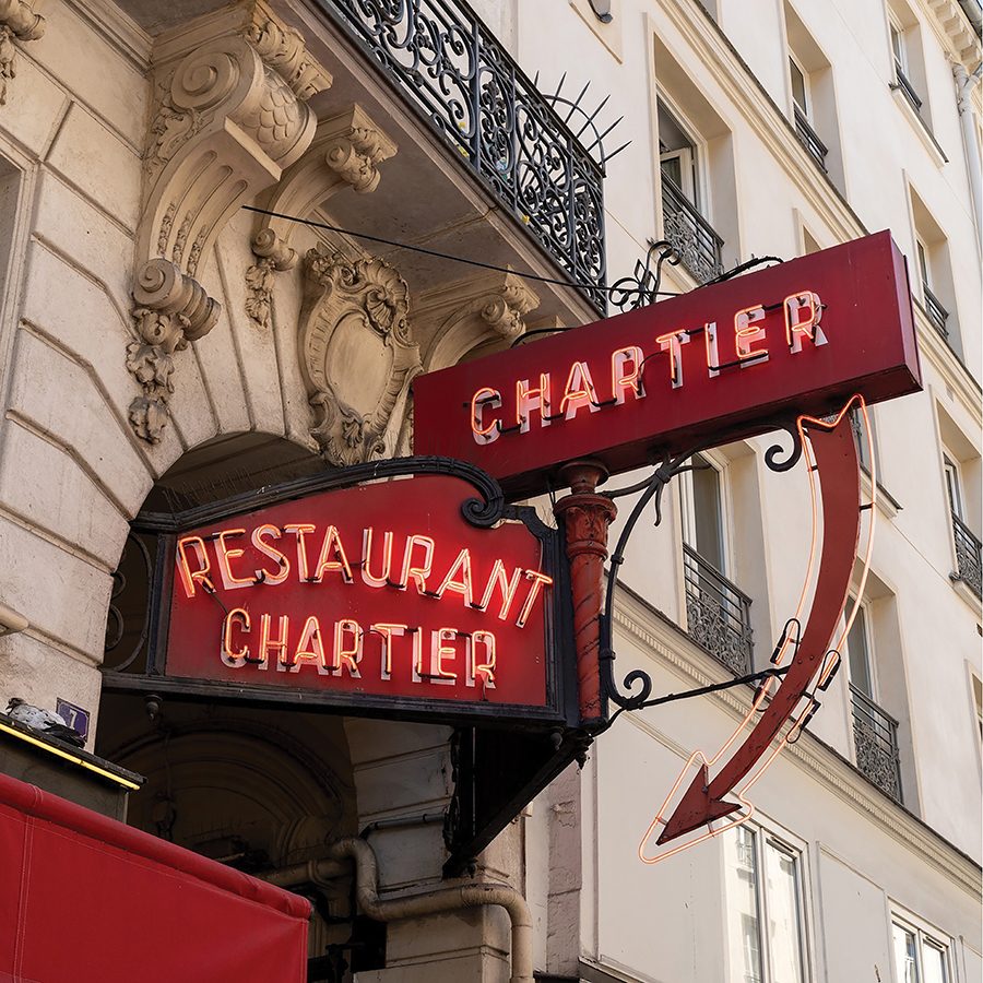 Light box outside of Chartier