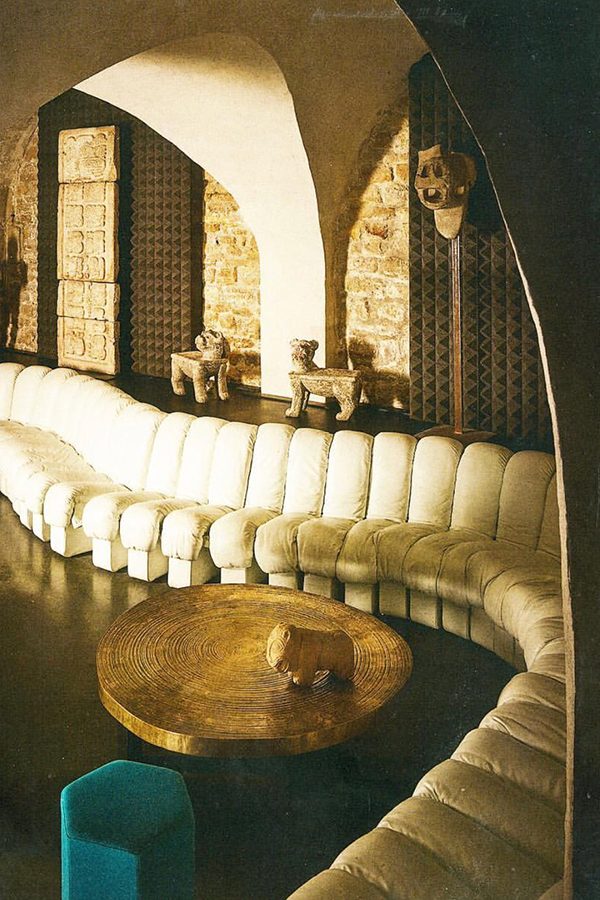 White sofa in restaurant 