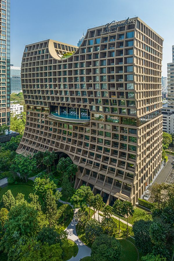 the exterior of Sindhorn Kempinski Hotel Bangkok, Thailand