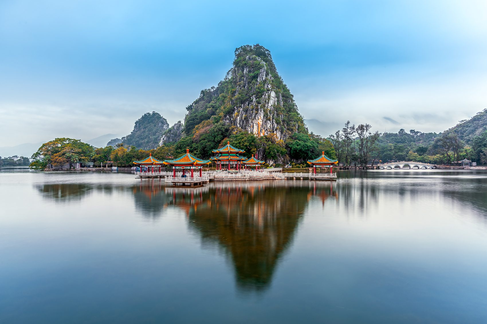 A photo of Qixingyan (Seven Star Crags) with a view of the whole landscape.
