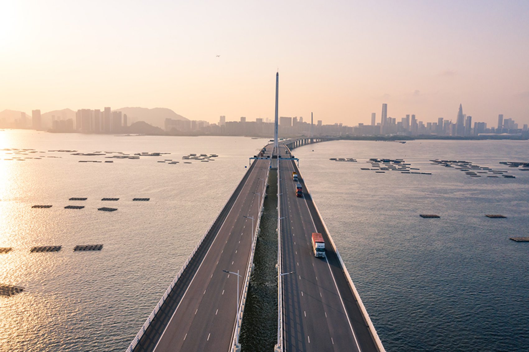 A drone view of the Shenzhen Bay Bridge
