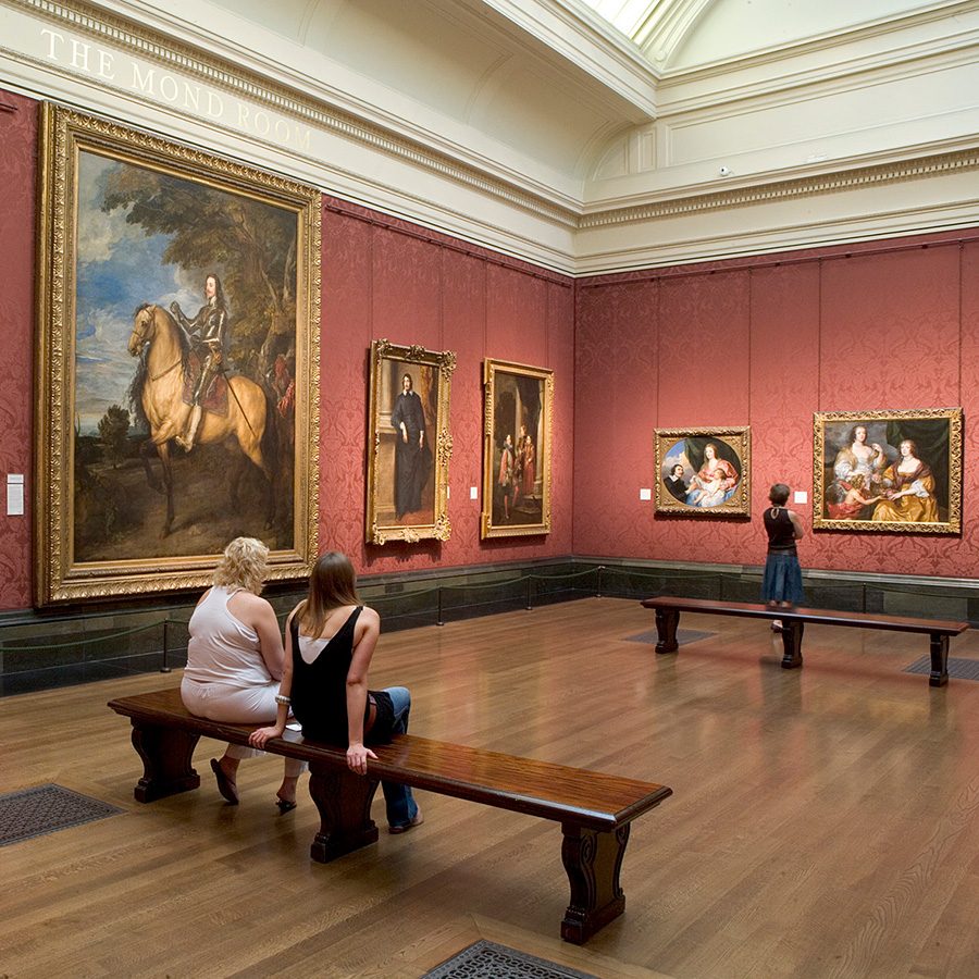 The interior view of National Gallery when people visiting in the Gallery