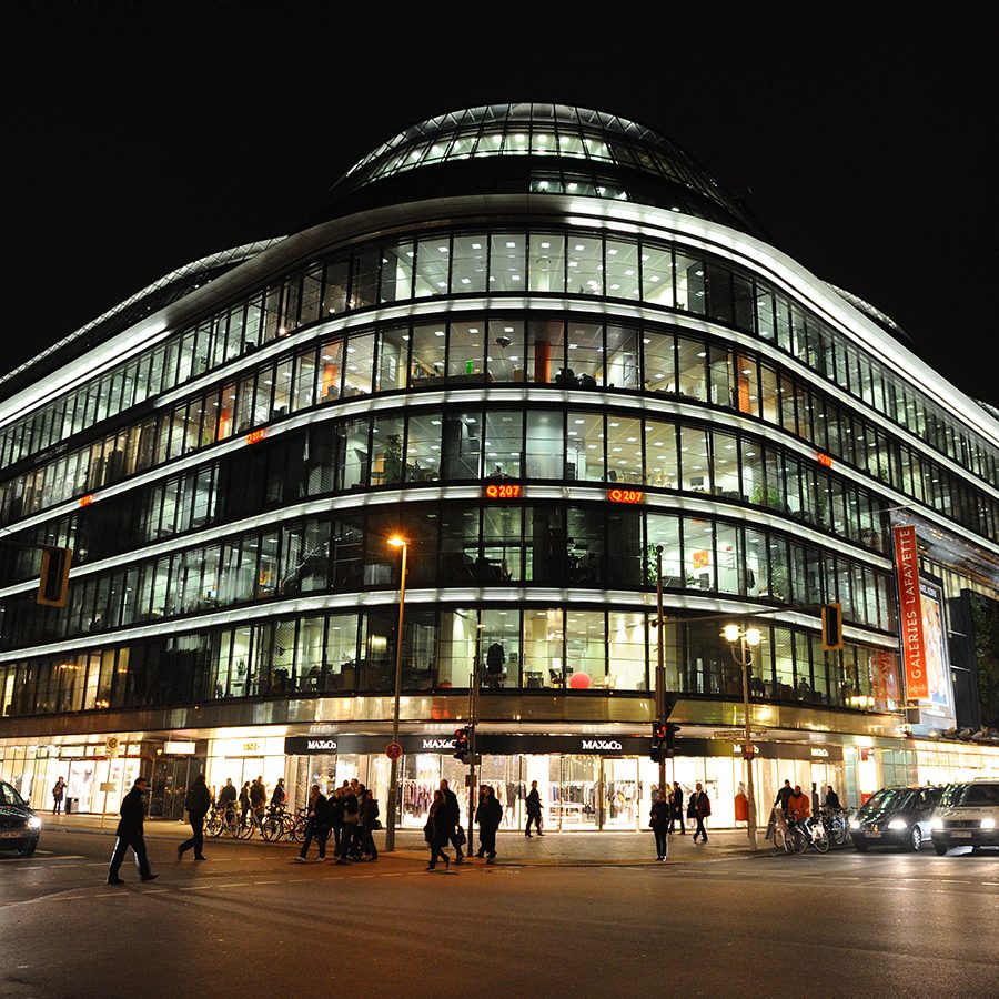 Berlin building at night