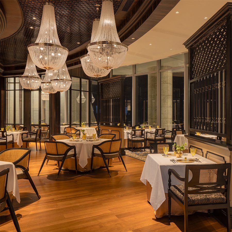 A view of the elegant dining room at Ratnadipa, Colombo, Sri Lanka
