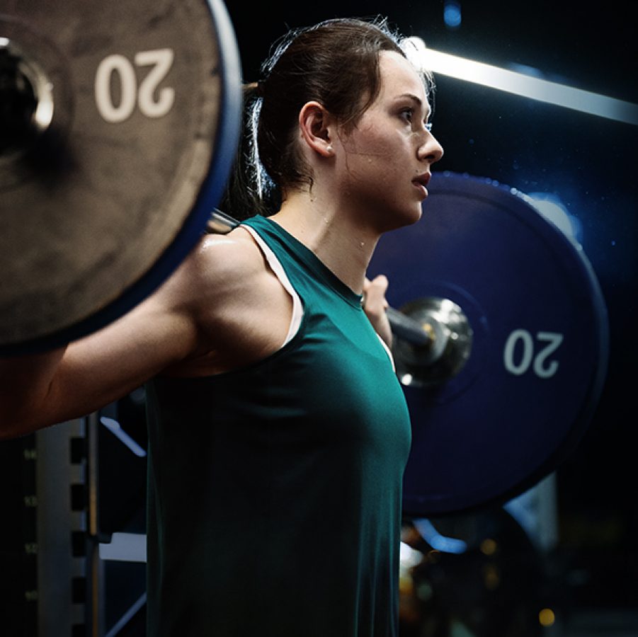 Soibhan is doing weightlifting.
