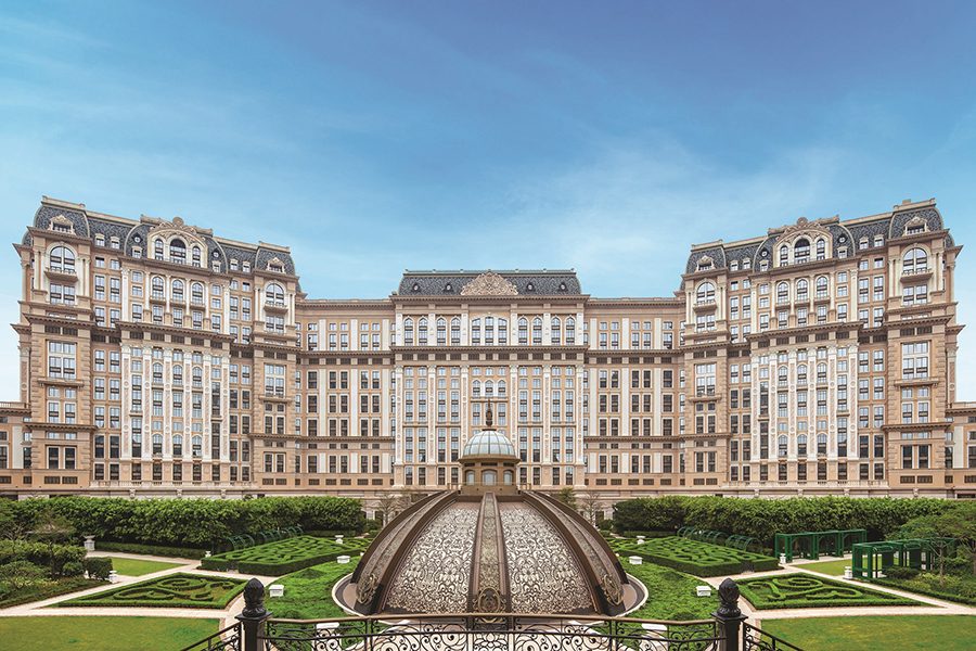 Exterior photos of Grand Lisboa Palace Macau.
