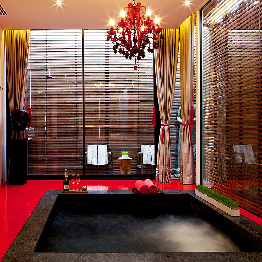 A red room at The Library Koh Samui