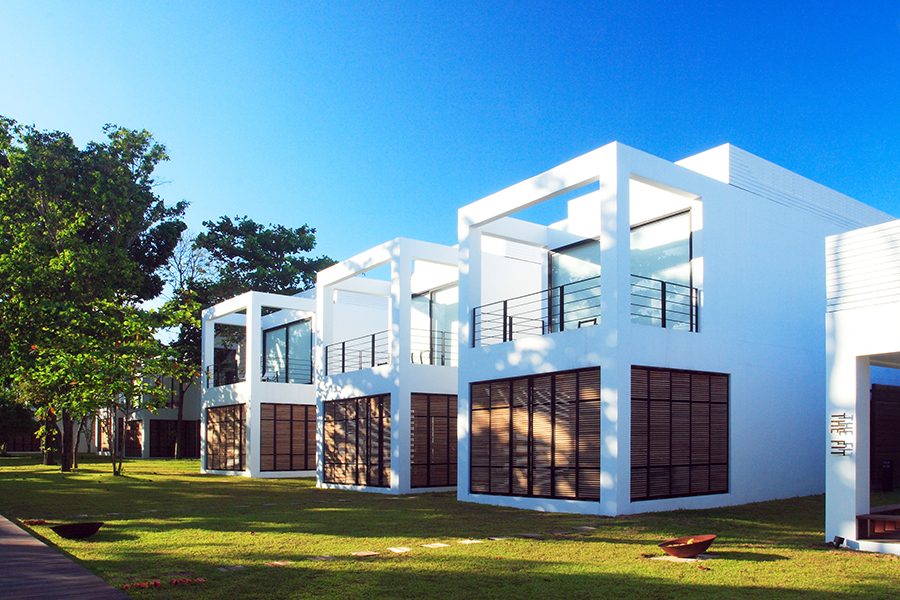 A white buiding at The Library Koh Samui