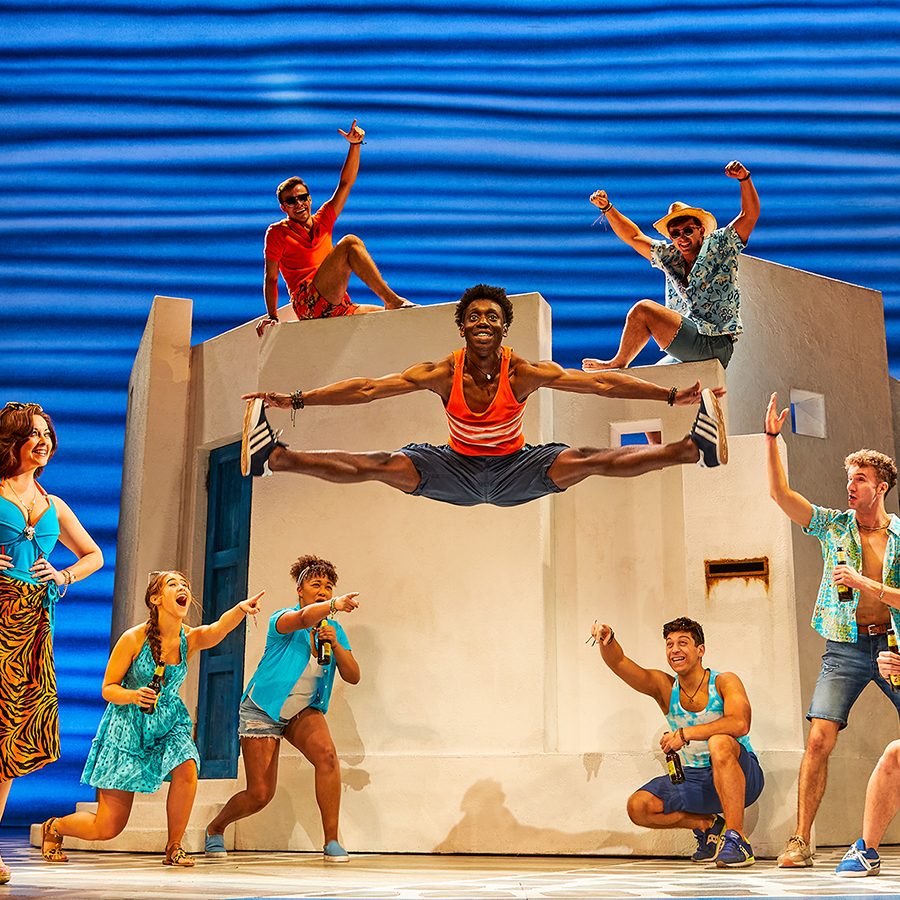 Mamma Mia UK and International Tour 2023 features dance performances on the stage.