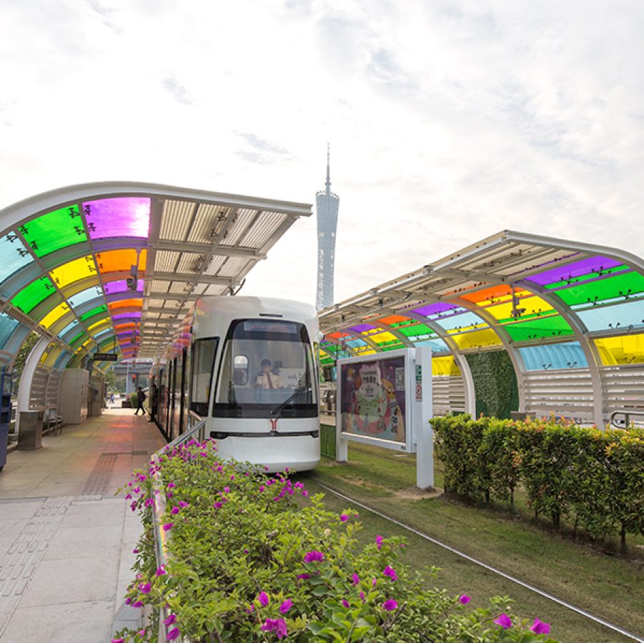 Canton Fair tram in Guangzhou, China