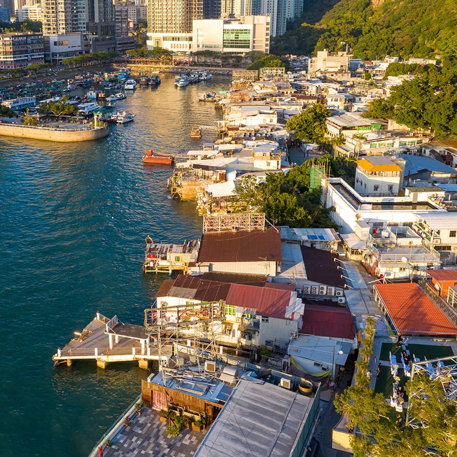 An aerial view of Lei Yue Mun in Hong Kong