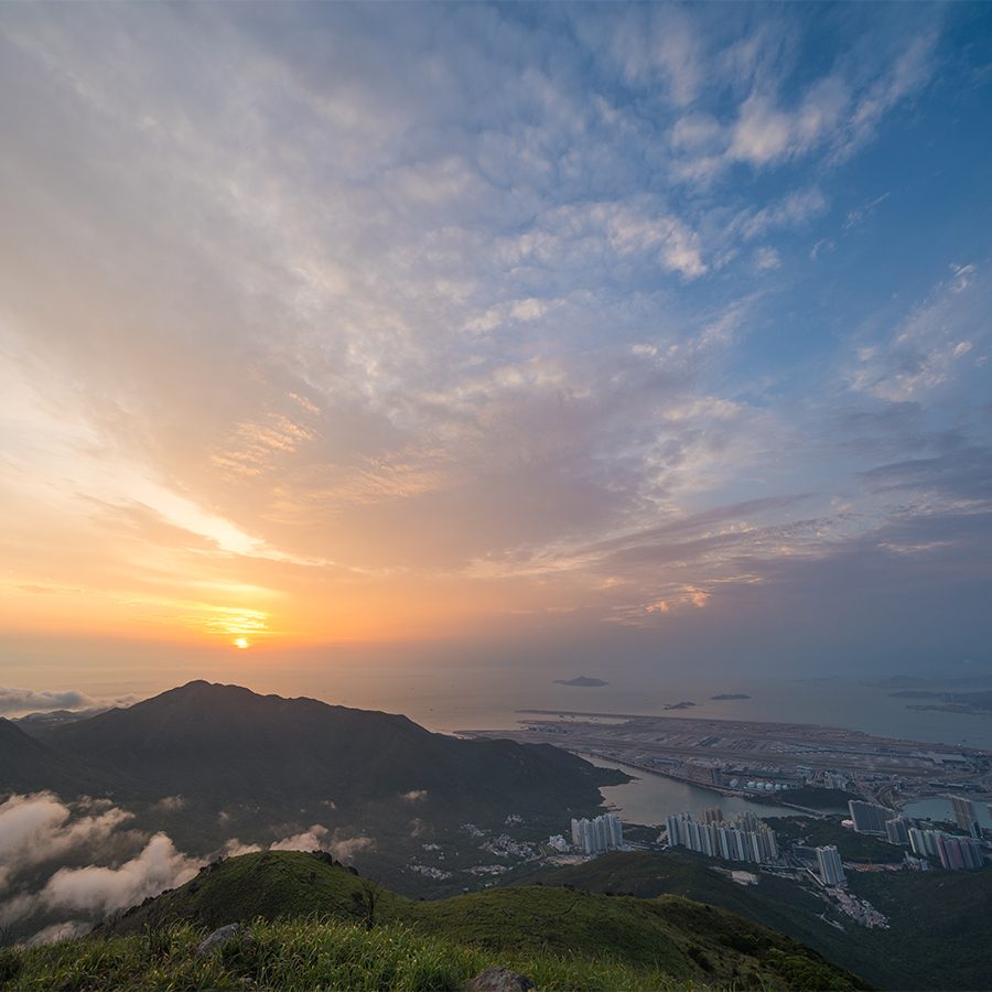 View of Lantau Peak at sunset