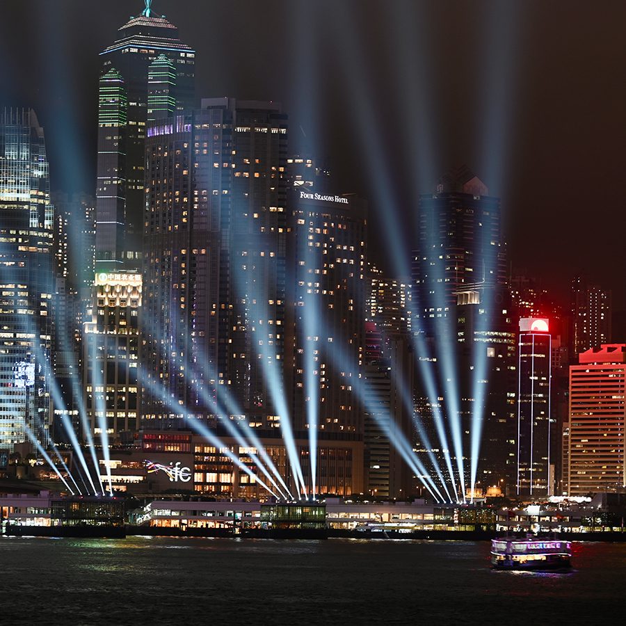 A light show at Victoria Harbour