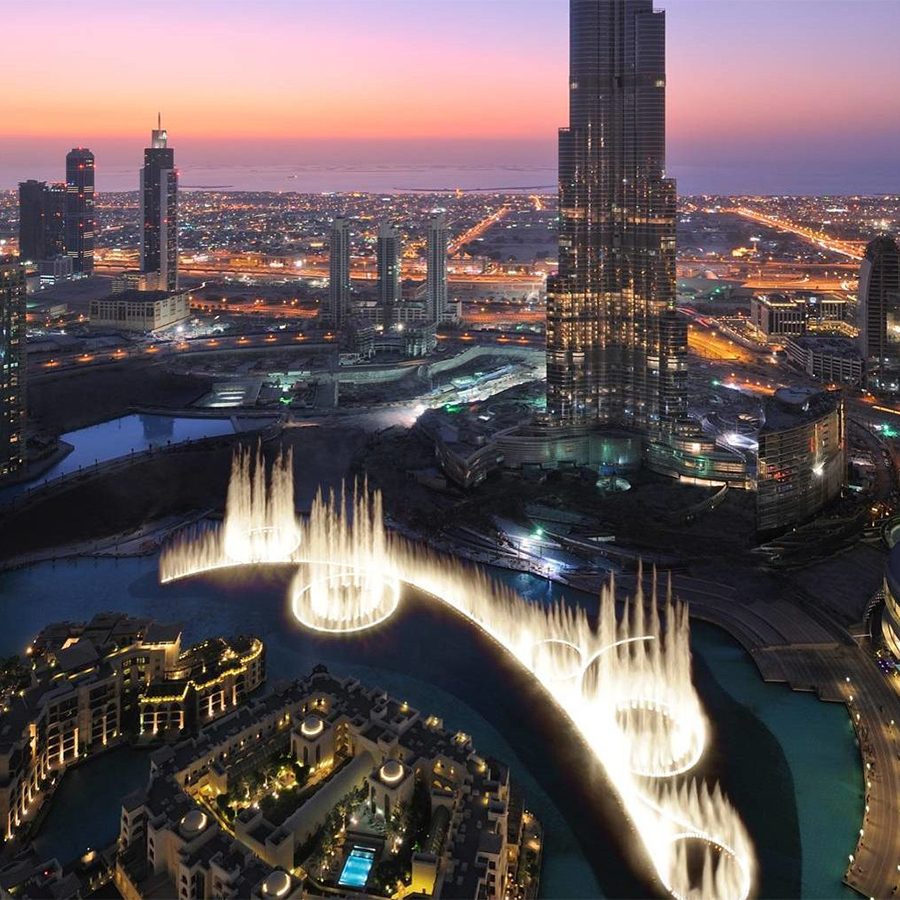 An aerial view of Burj Khalifa
