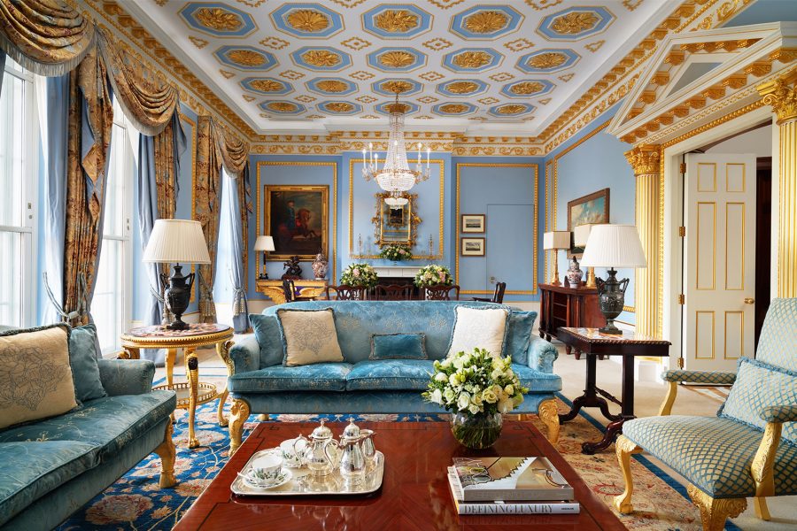 Royal suite lounge at the Lanesborough London