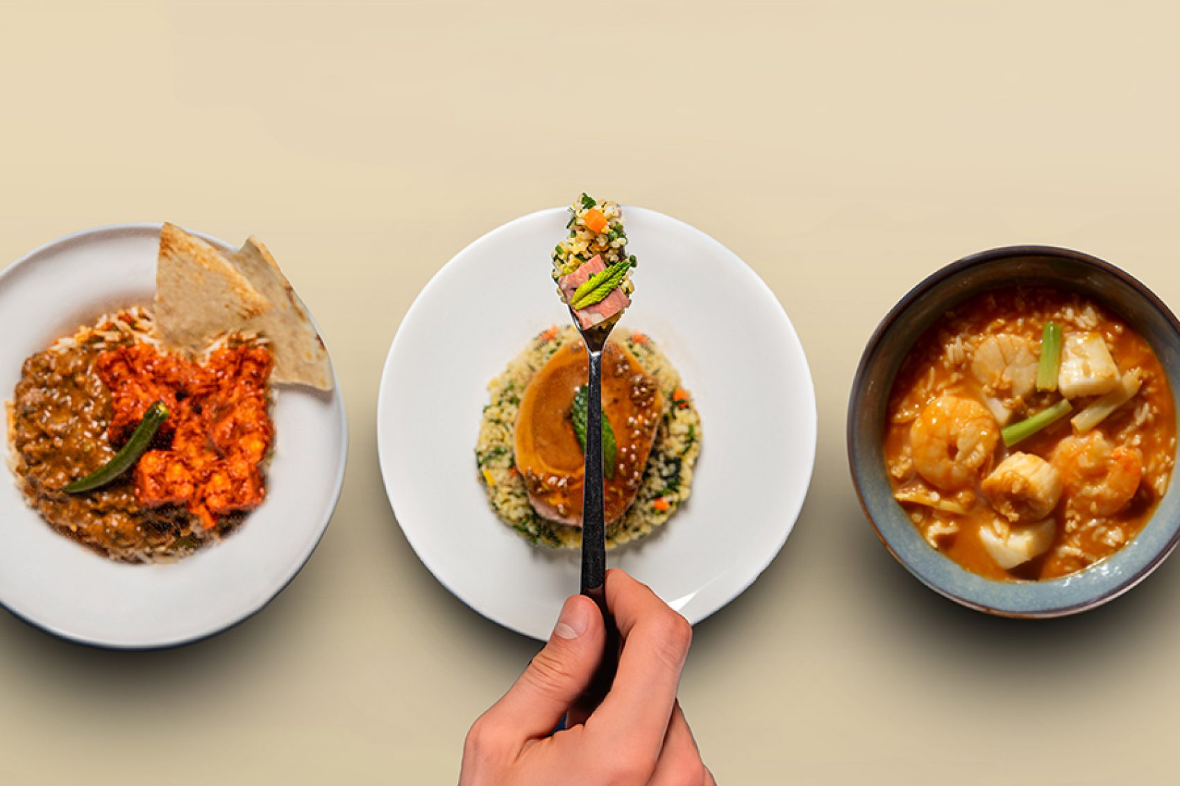 Three global dishes