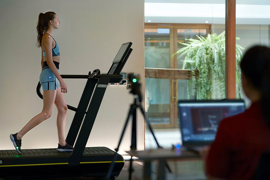 A woman in a gym room