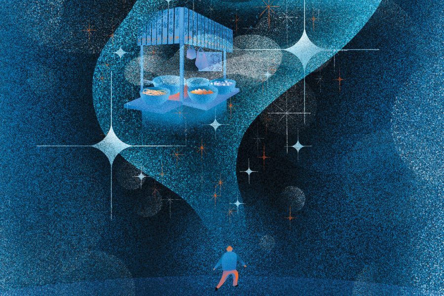 Blue night man