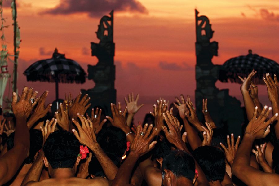 People having party and hands on the air