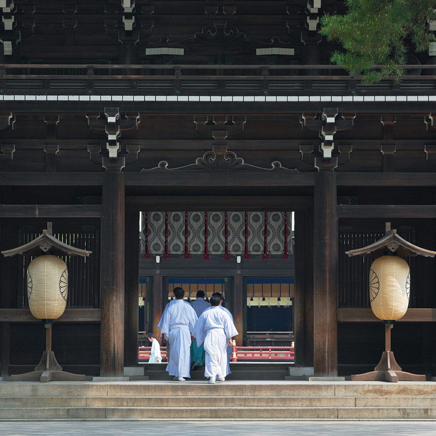 People going in to a temple in Tokyo