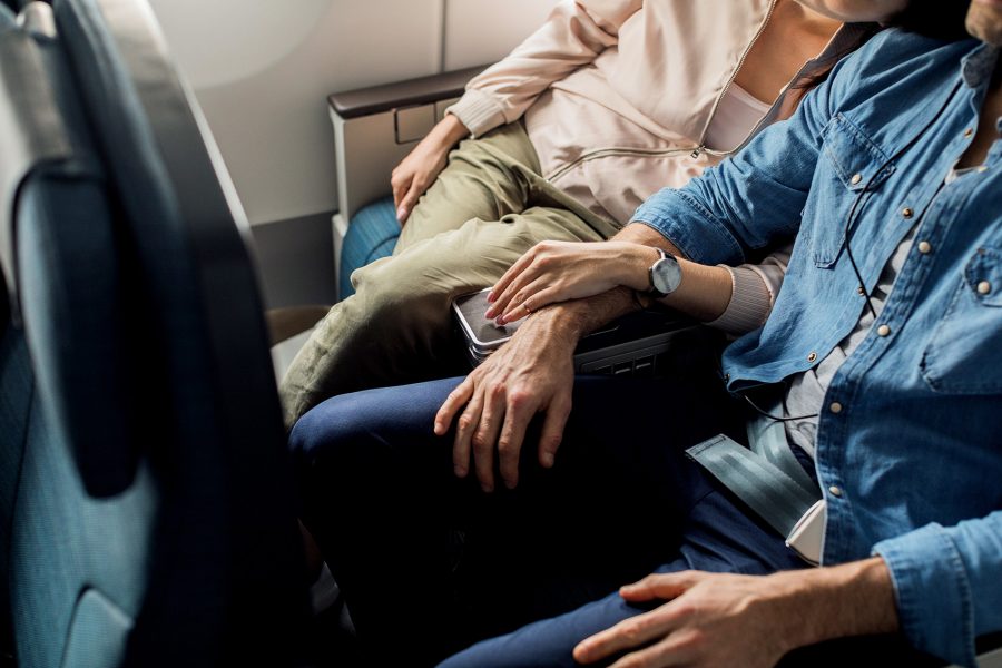 A couple interlocking arms on the plane