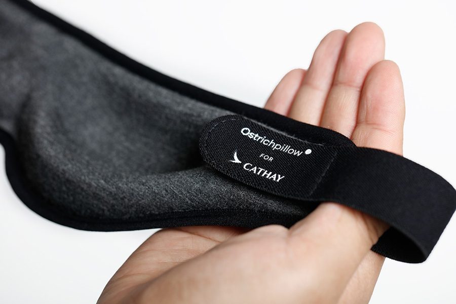 Logo on the Cathay x Ostrichpillow eye mask 