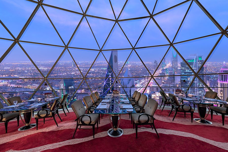 View from a dining room at the Mandarin Oriental Al Faisaliah Riyadh