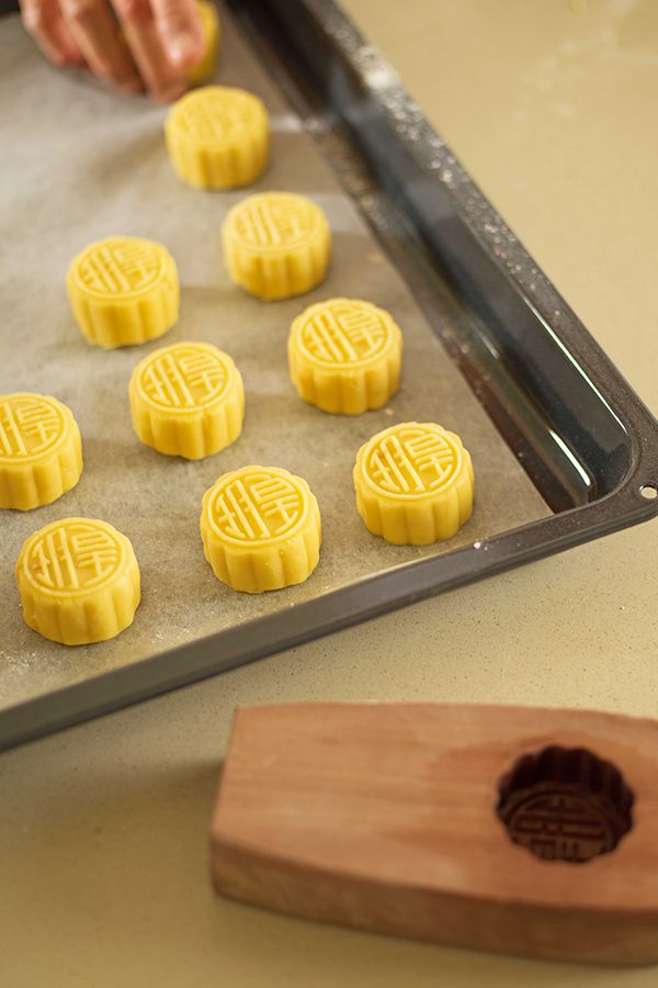 Imperial Patisserie's Mooncake is placed in a baking dish.