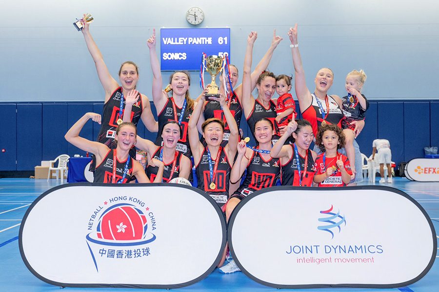 Valley netball club team celebrating winning
