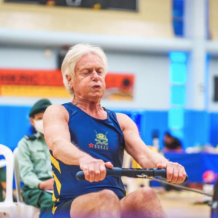An old man doing practice