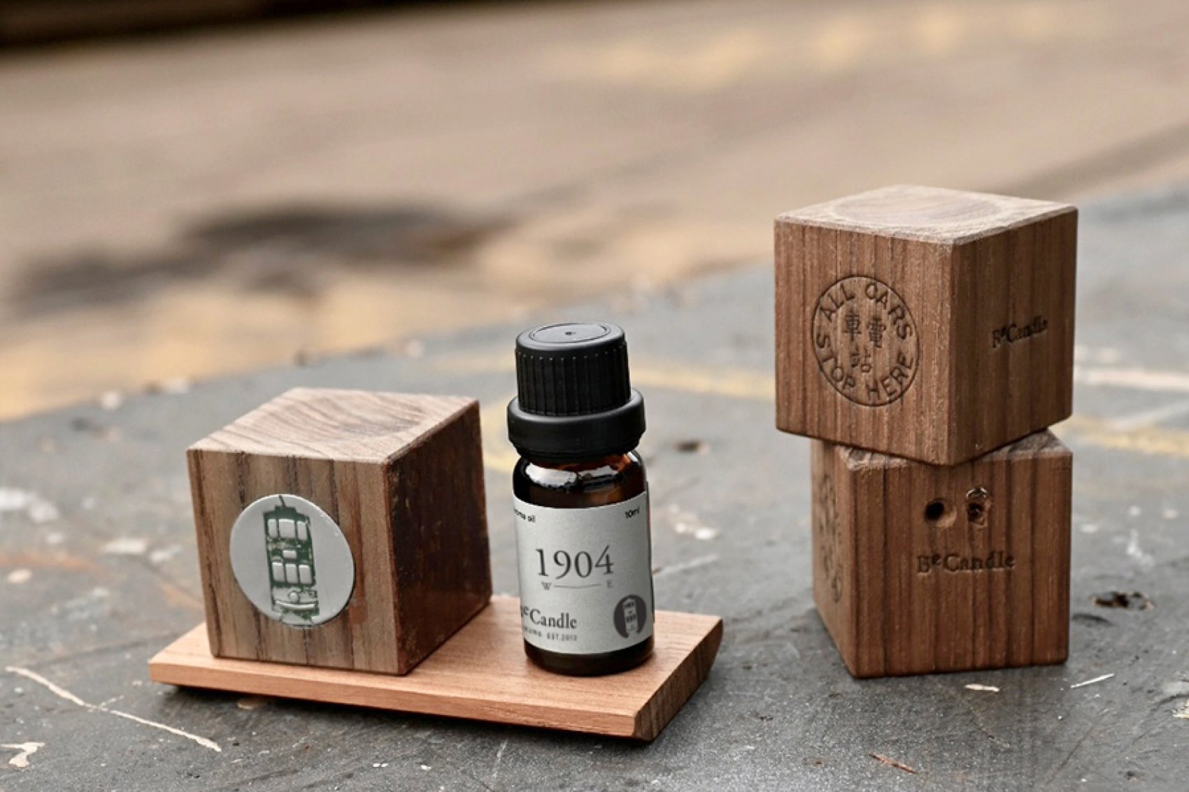 A display of 1904 fragrance wood product from BeCandle