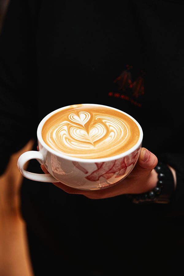 Latte art on coffee at Elephant Grounds 