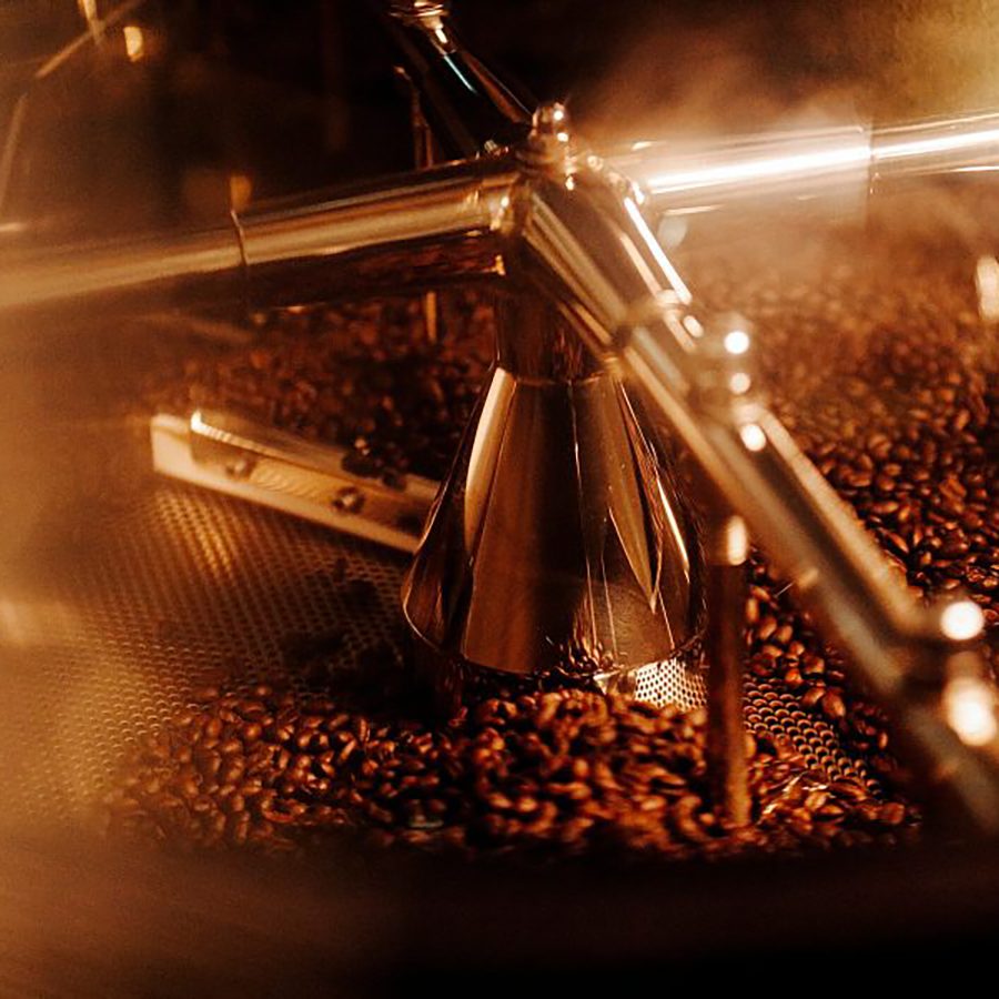 Coffee beans being roasted