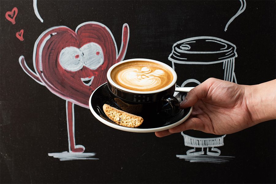 Alt text: Blackboard illustration at Winstons Coffee