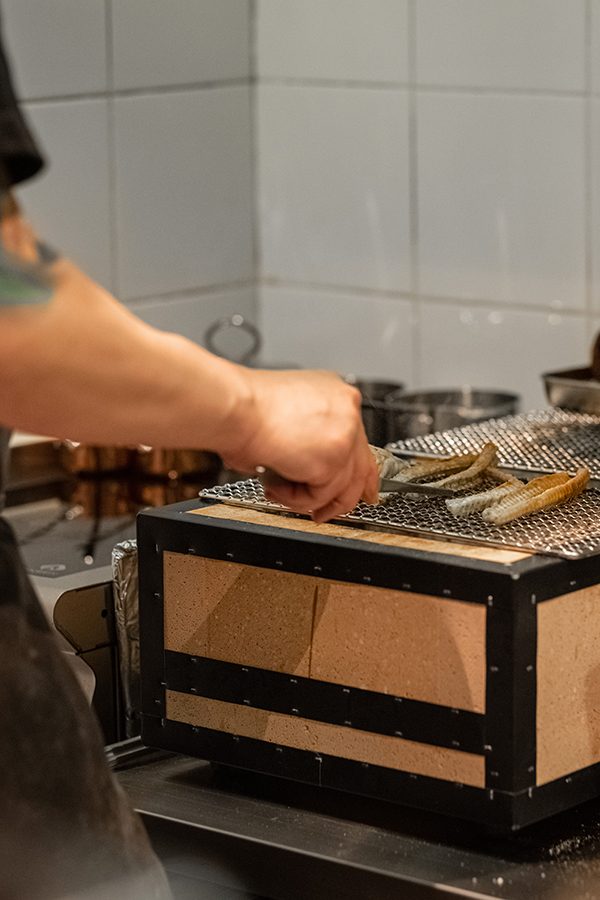 A chef cooking
