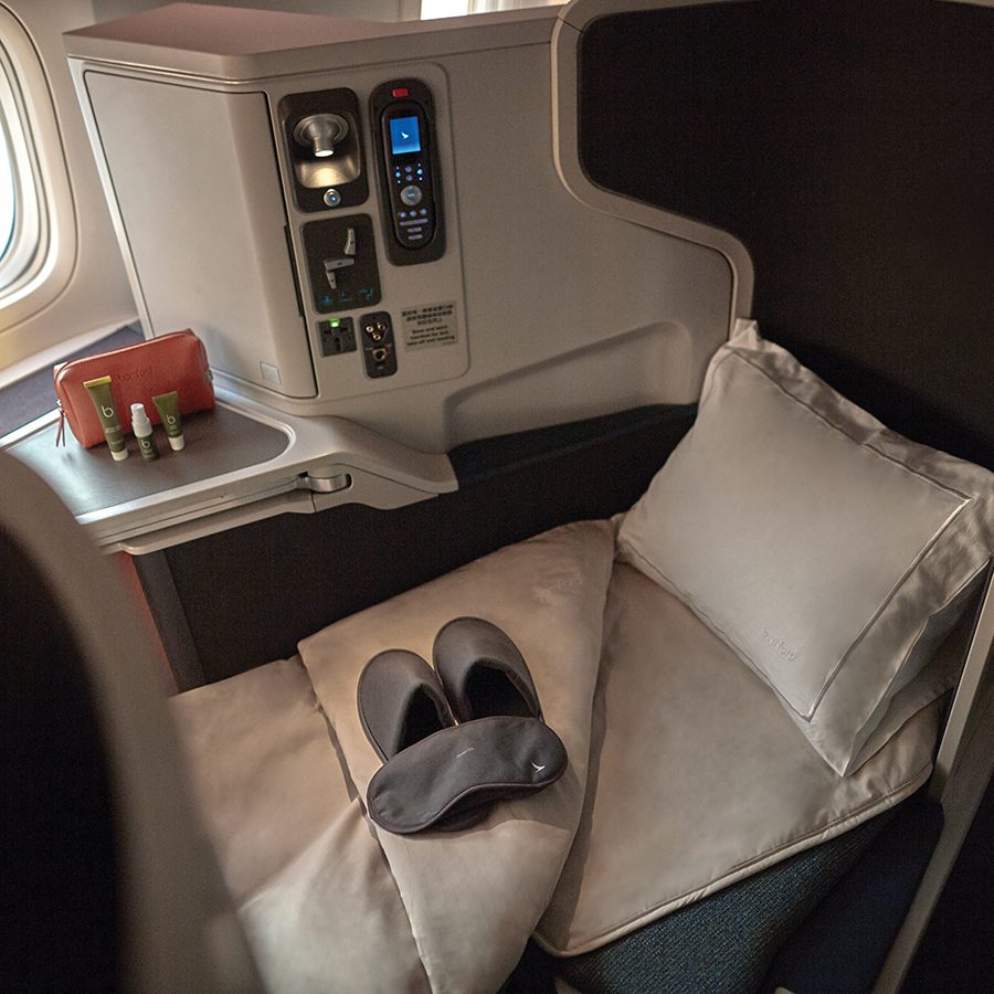 A seat in Cathay Pacific's First class cabin