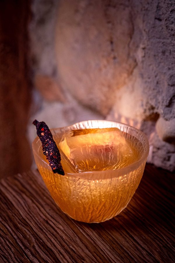 A glass of Thai Beef Salad, a cocktail from The Savoury Project