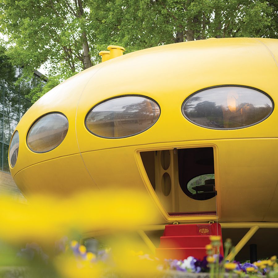 Close up shot of a yellow Futuro House