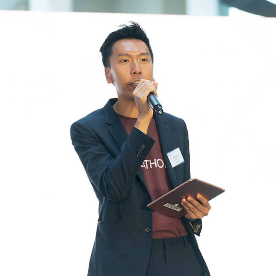 Aldric Chau, General Manager Digital at Cathay Pacific, speaking at the Cathay Hackathon