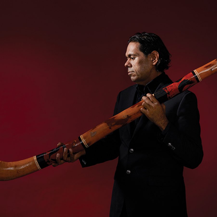 William Barton holding a didgeridoo
