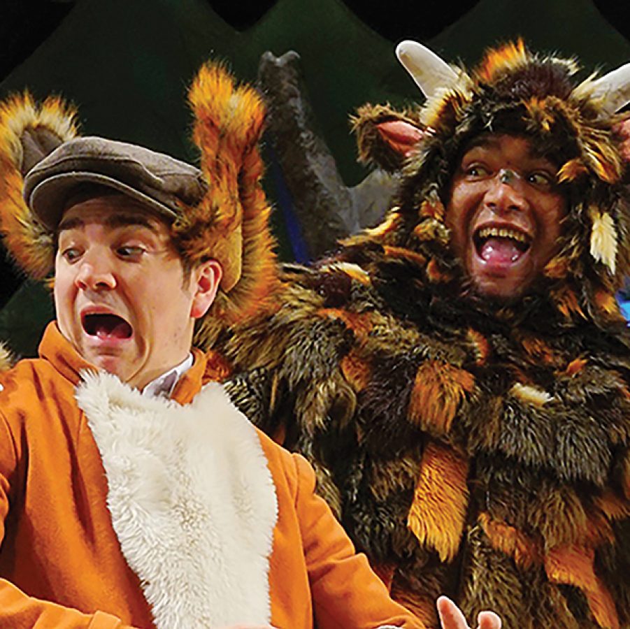 Two actors in costume for the stage adaptation of The Gruffalo